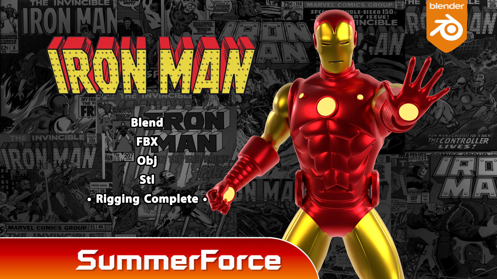 Ironman Classic - Marvel Comic 3D Model .c4d .max .obj .3ds .fbx .stl .blend 