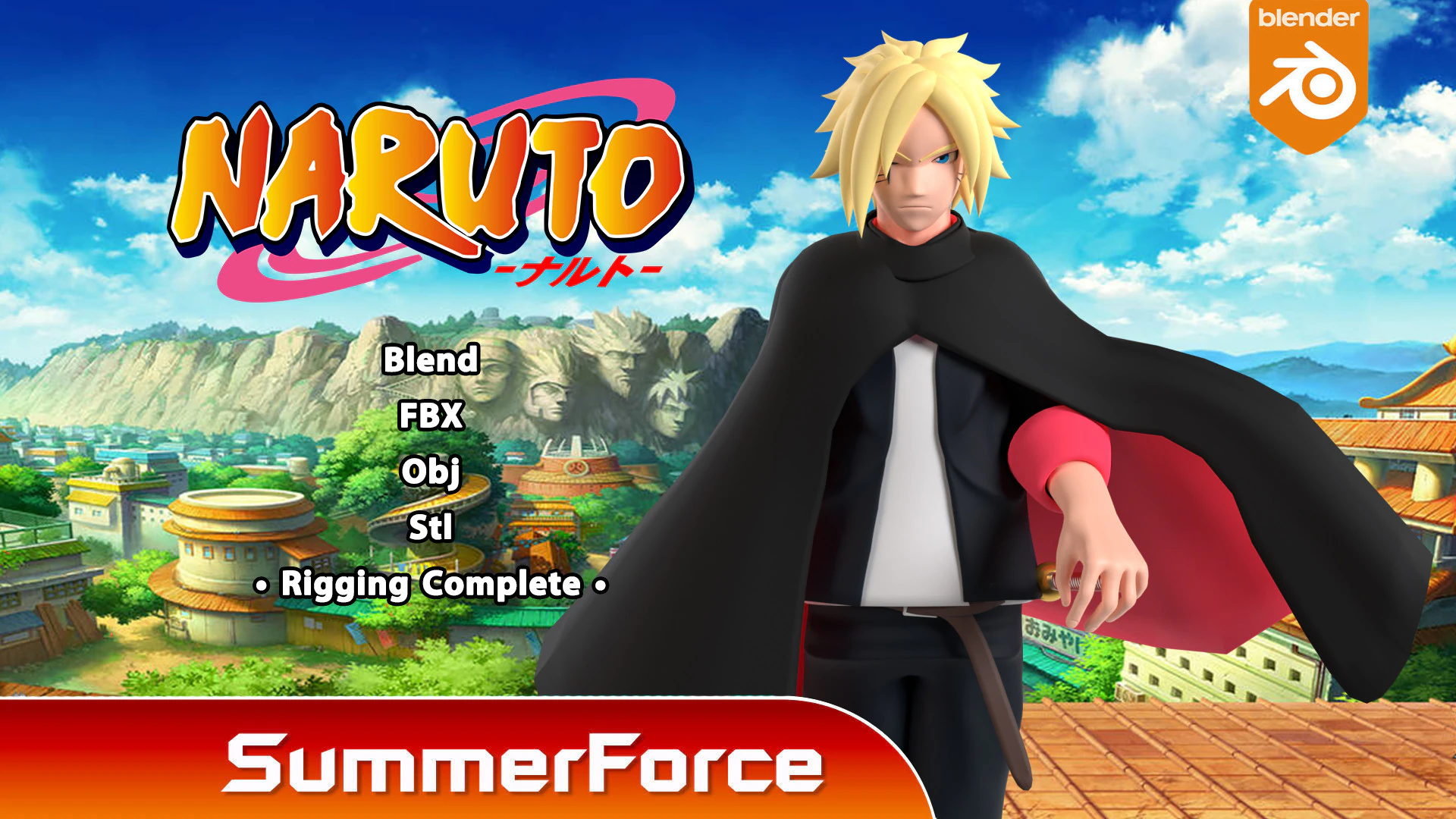 Boruto Uzumaki - Naruto Shippuden 3D Model .c4d .max .obj .3ds .fbx .stl .blend