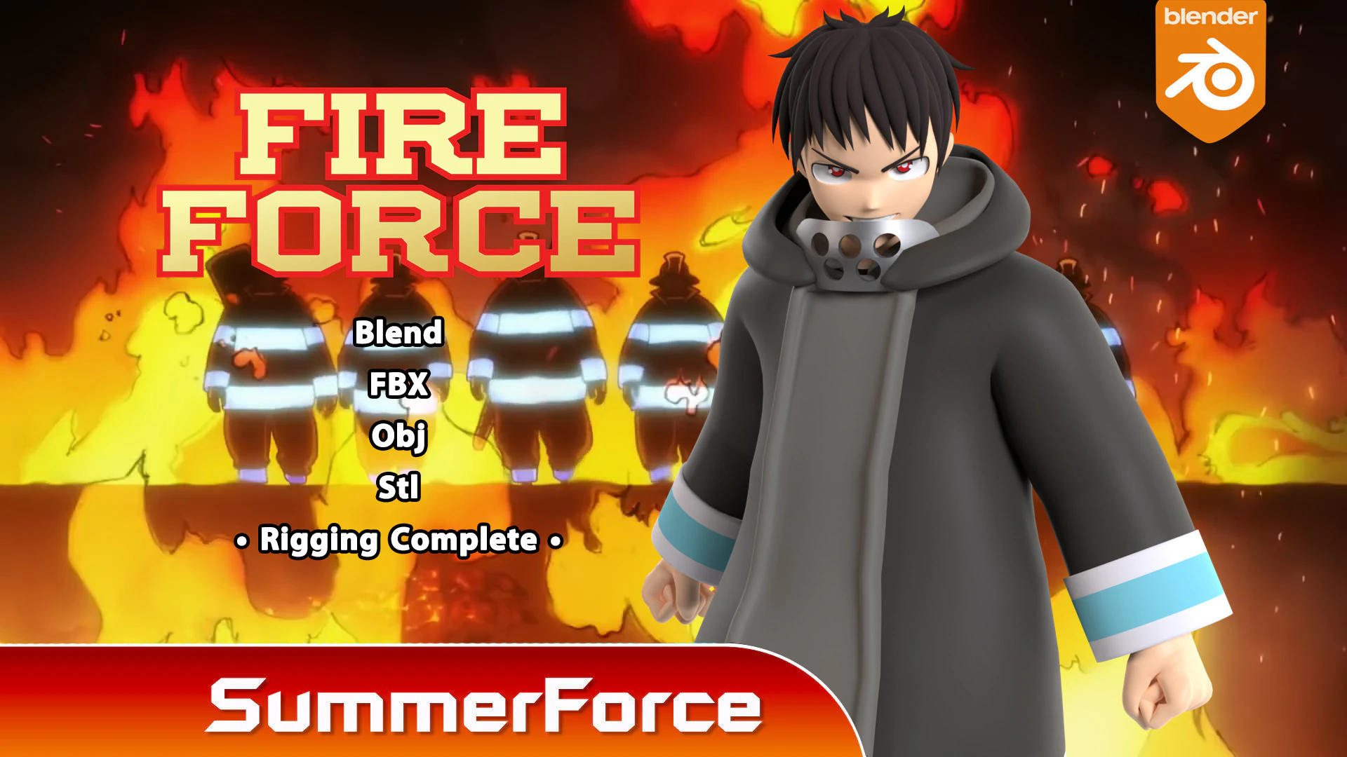 Shinra Kusakabe - Fire Force 3D Model .c4d .max .obj .3ds .fbx .stl .blend 
