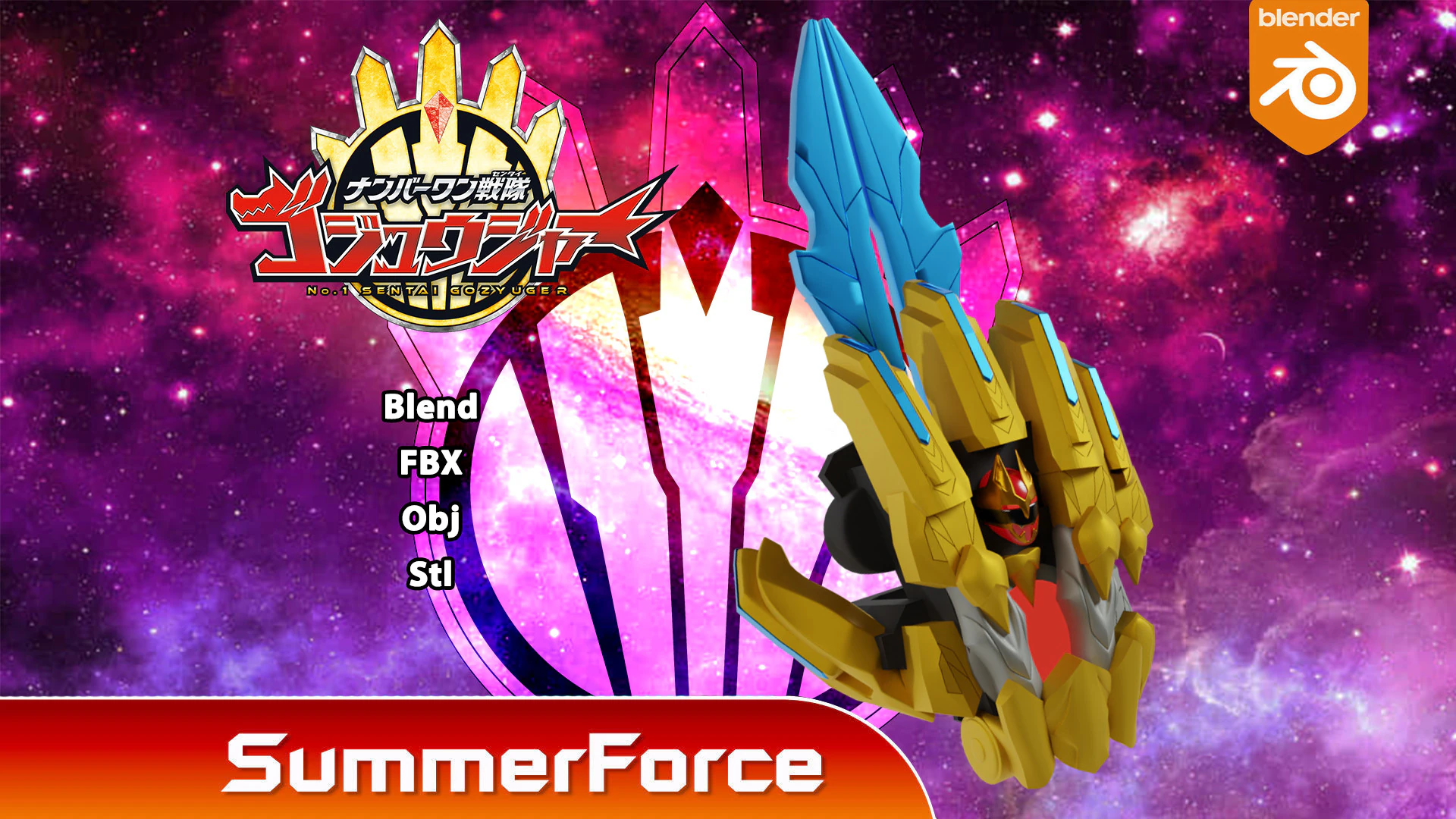 Tega Sword - No1 Sentai Gozyuger 3D Model .c4d .max .obj .3ds .fbx .stl .blend 