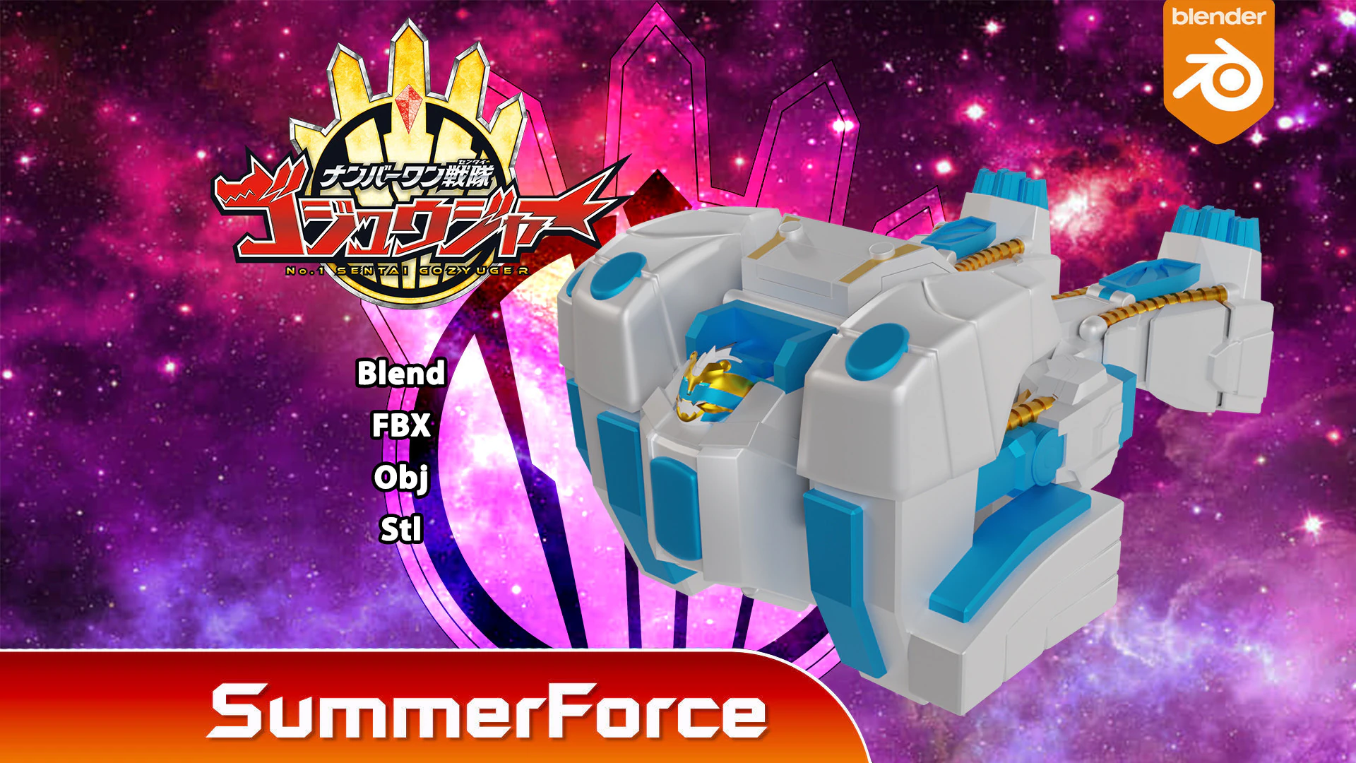 GoodeBurn - No1 Sentai Gozyuger 3D Model .c4d .max .obj .3ds .fbx .stl .blend 