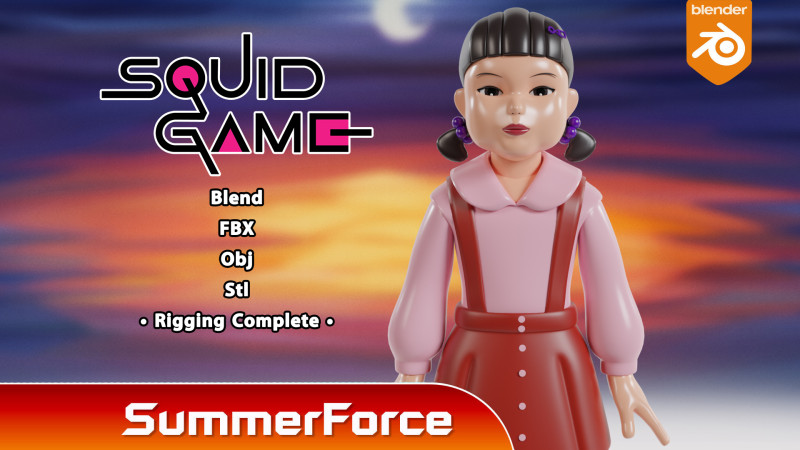 Young hee - Squid Game 3D Модель .c4d .max .obj .3ds .fbx .stl .blend