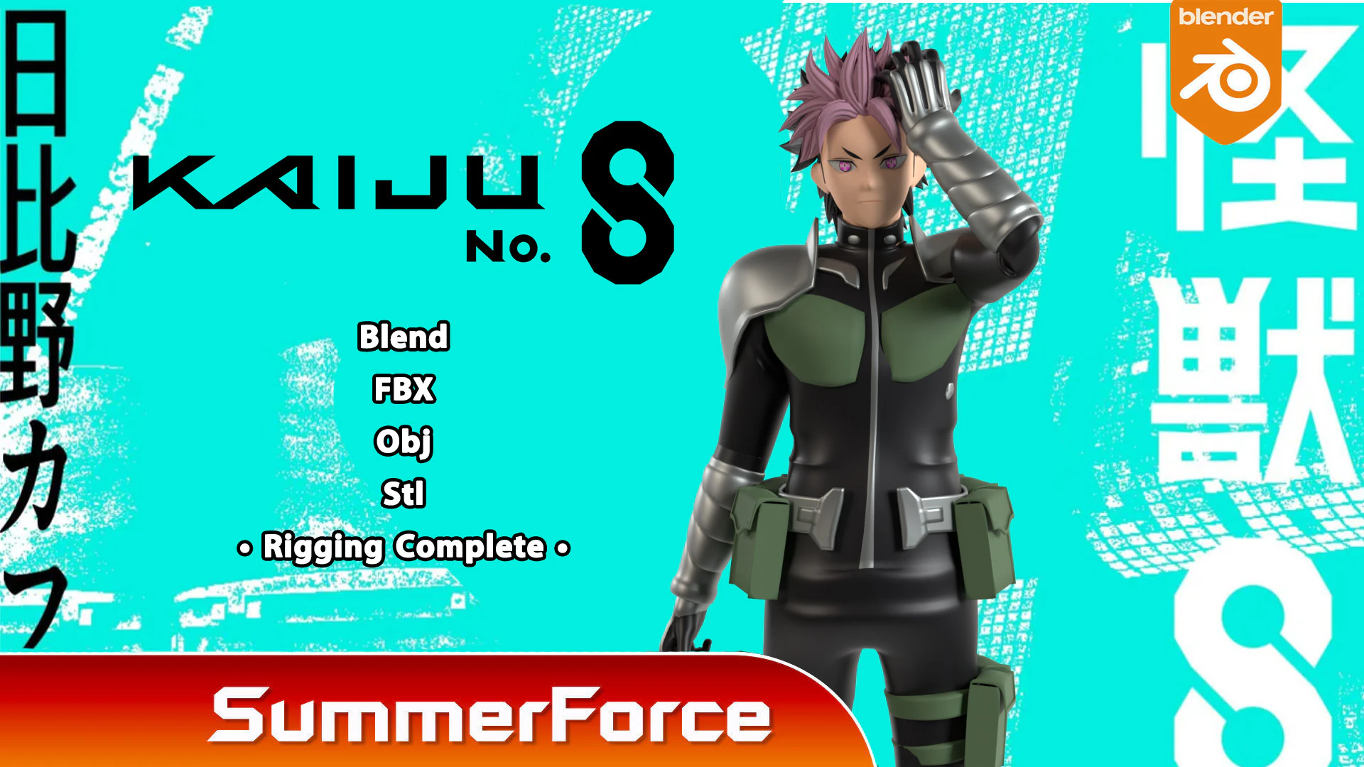 Gen Narumi - Kaiju no8 3D Model .c4d .max .obj .3ds .fbx .stl .blend