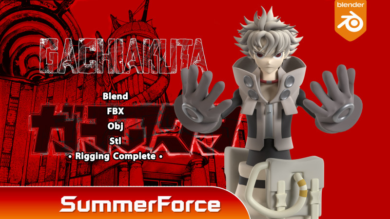 Rudo Surebrec - Gachiakuta 3D 모델 .c4d .max .obj .3ds .fbx .stl .blend 