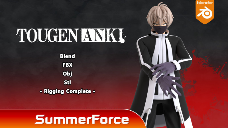 Jin Kougasaki - TOUGEN ANKI 3D 模型 .c4d .max .obj .3ds .fbx .stl .blend 