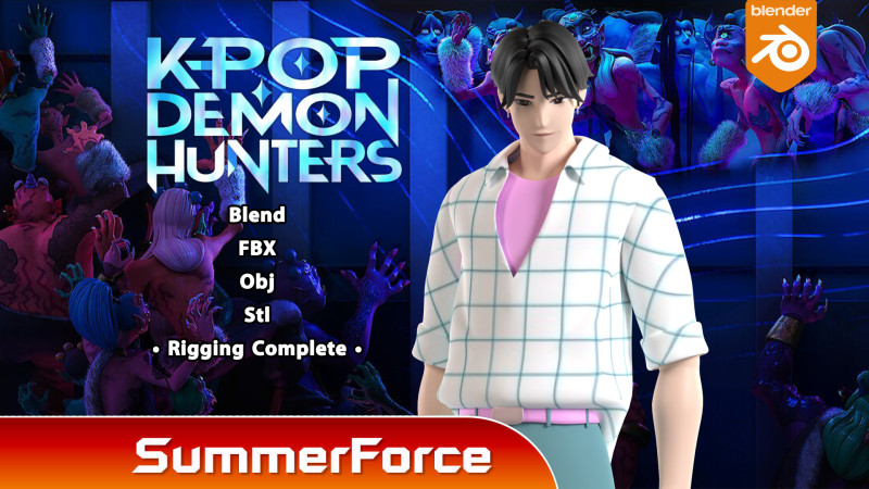Jinu - KPop Demon Hunters Modèle 3D .c4d .max .obj .3ds .fbx .stl .blend