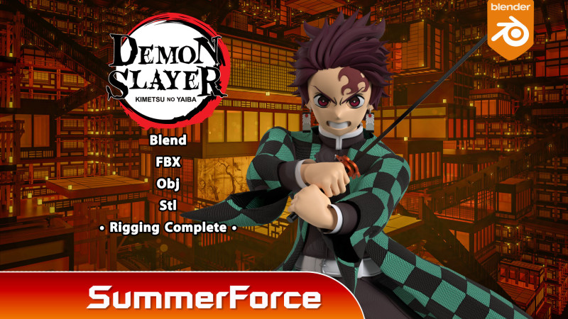 Tanjiro Kamado - Demon Slayer Infinity Castle Model 3D .c4d .max .obj .3ds .fbx .stl .blend 