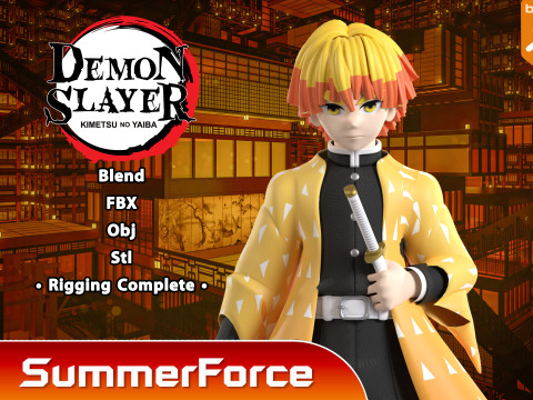 Zenitsu Agatsuma - Demon Slayer Infinity Castle 3D Model