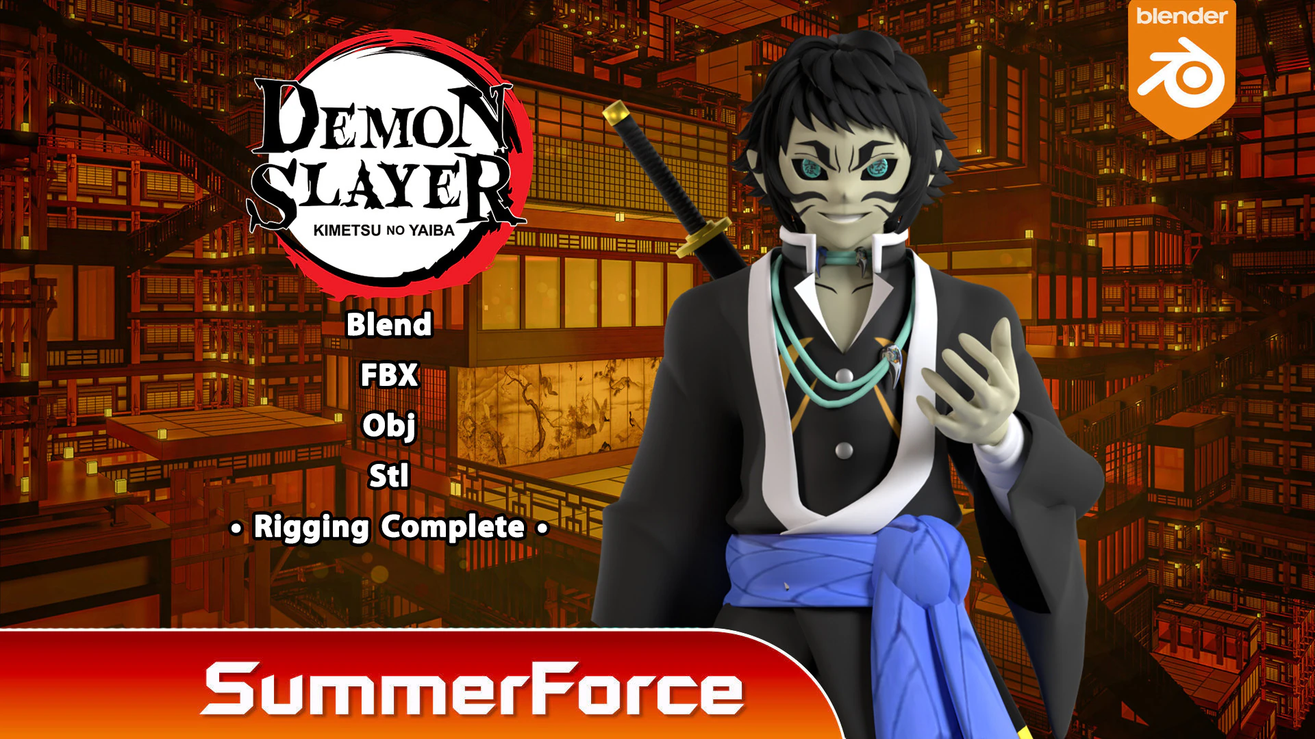 Kaigaku - Demon Slayer Infinity Castle 3D Model .c4d .max .obj .3ds .fbx .stl .blend
