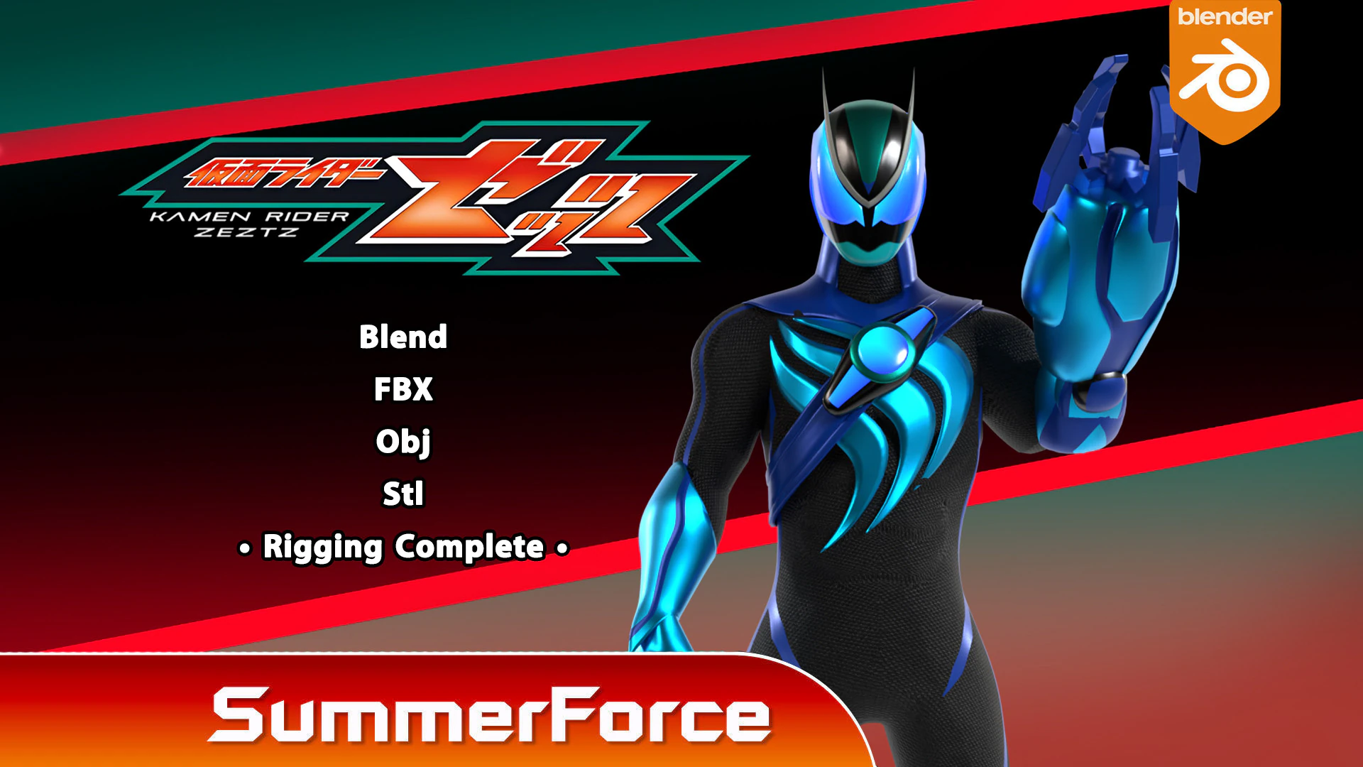 Kamen Rider Zeztz - Stream 3D Model .c4d .max .obj .3ds .fbx .stl .blend 