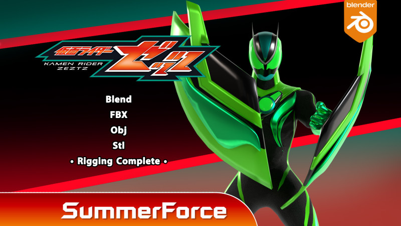 Kamen Rider Zeztz - Recovery 3D Model .c4d .max .obj .3ds .fbx .stl .blend
