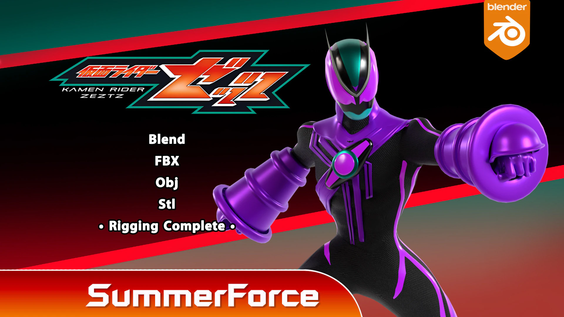 Kamen Rider Zeztz - Wonder 3D Model .c4d .max .obj .3ds .fbx .stl .blend 