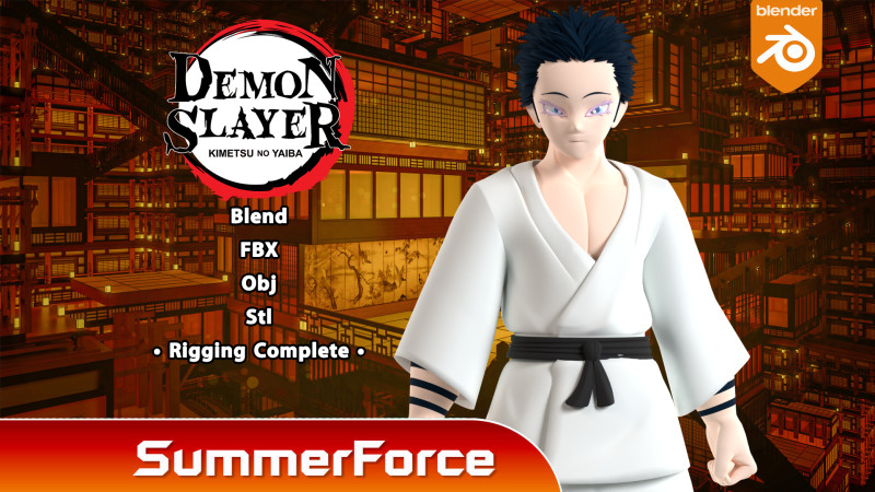 Hakuji Soyama - Demon Slayer Infinity Castle 3D Model .c4d .max .obj .3ds .fbx .stl .blend