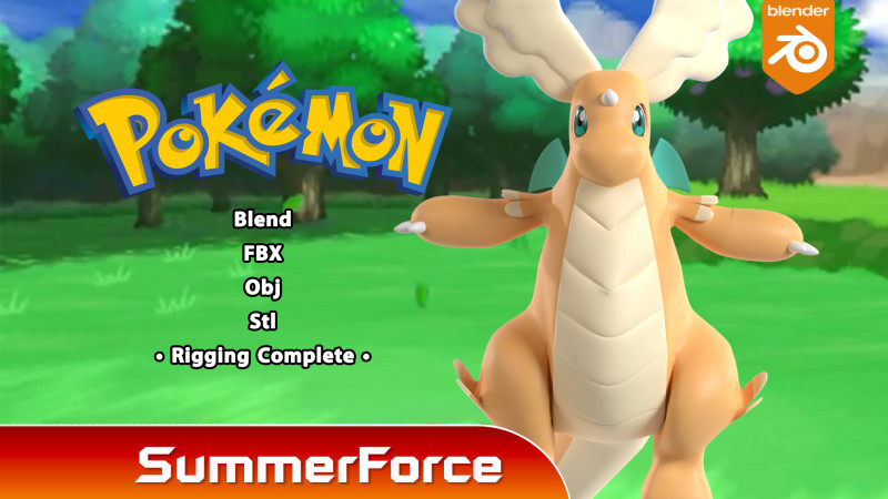 Mega Dragonite - Pokemon 3D Modell .c4d .max .obj .3ds .fbx .stl .blend 