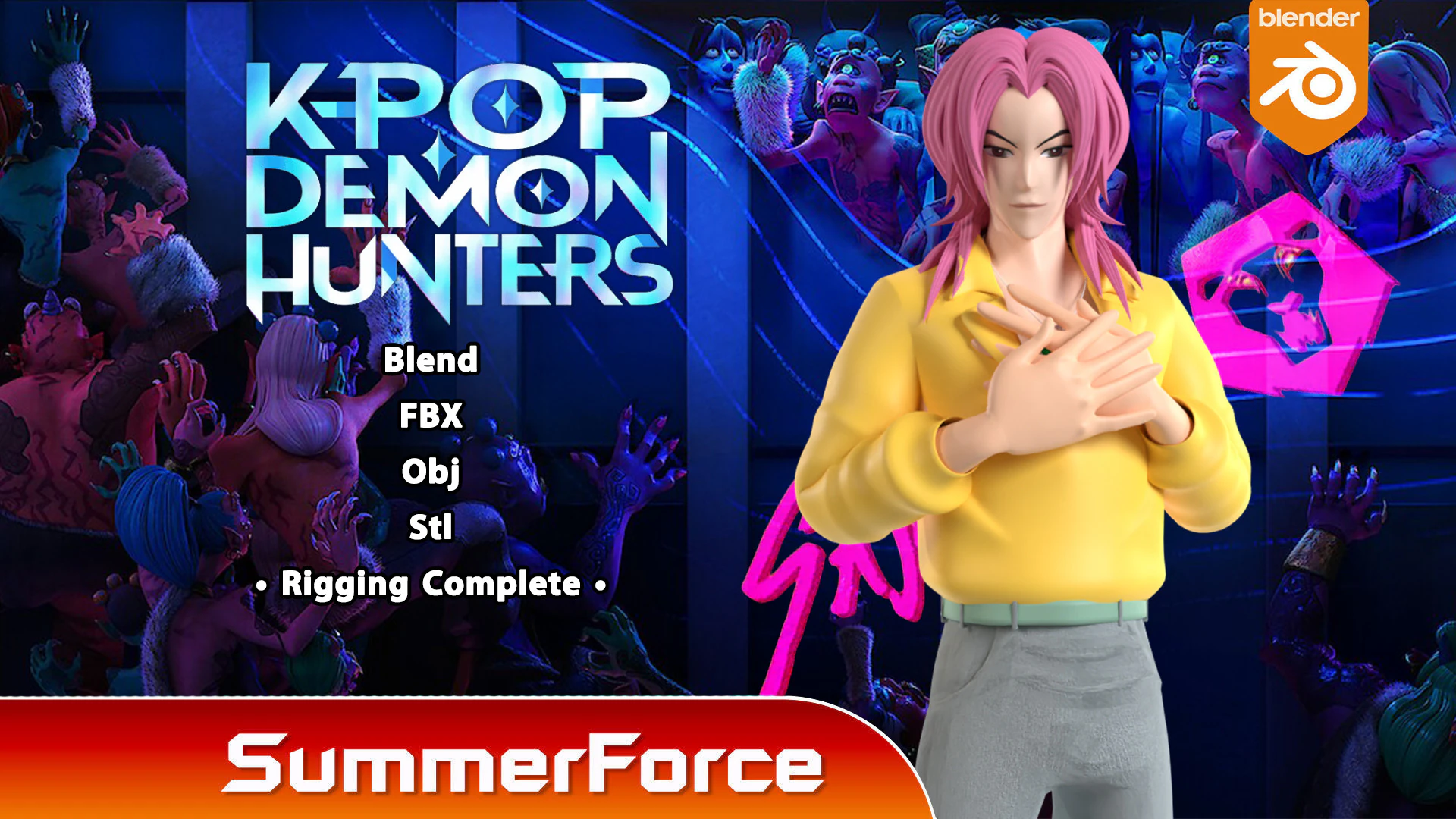 Romance Saja - KPop Demon Hunters 3D Model .c4d .max .obj .3ds .fbx .stl .blend 