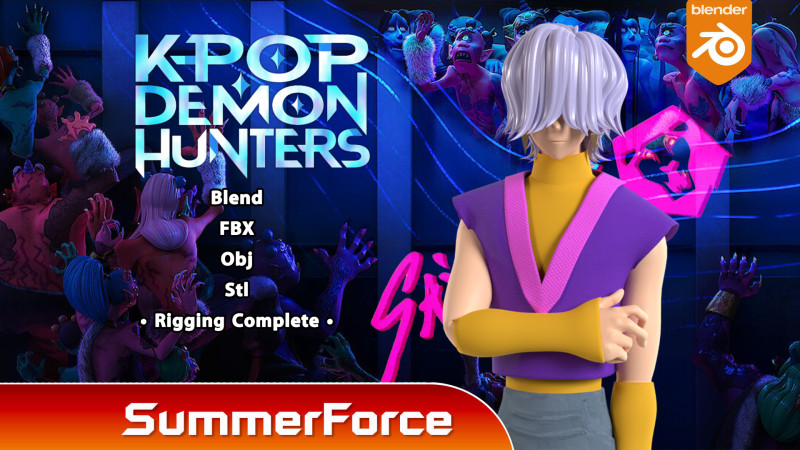 神秘萨贾 - KPop 恶魔猎手 3D 模型 .c4d .max .obj .3ds .fbx .stl .blend 