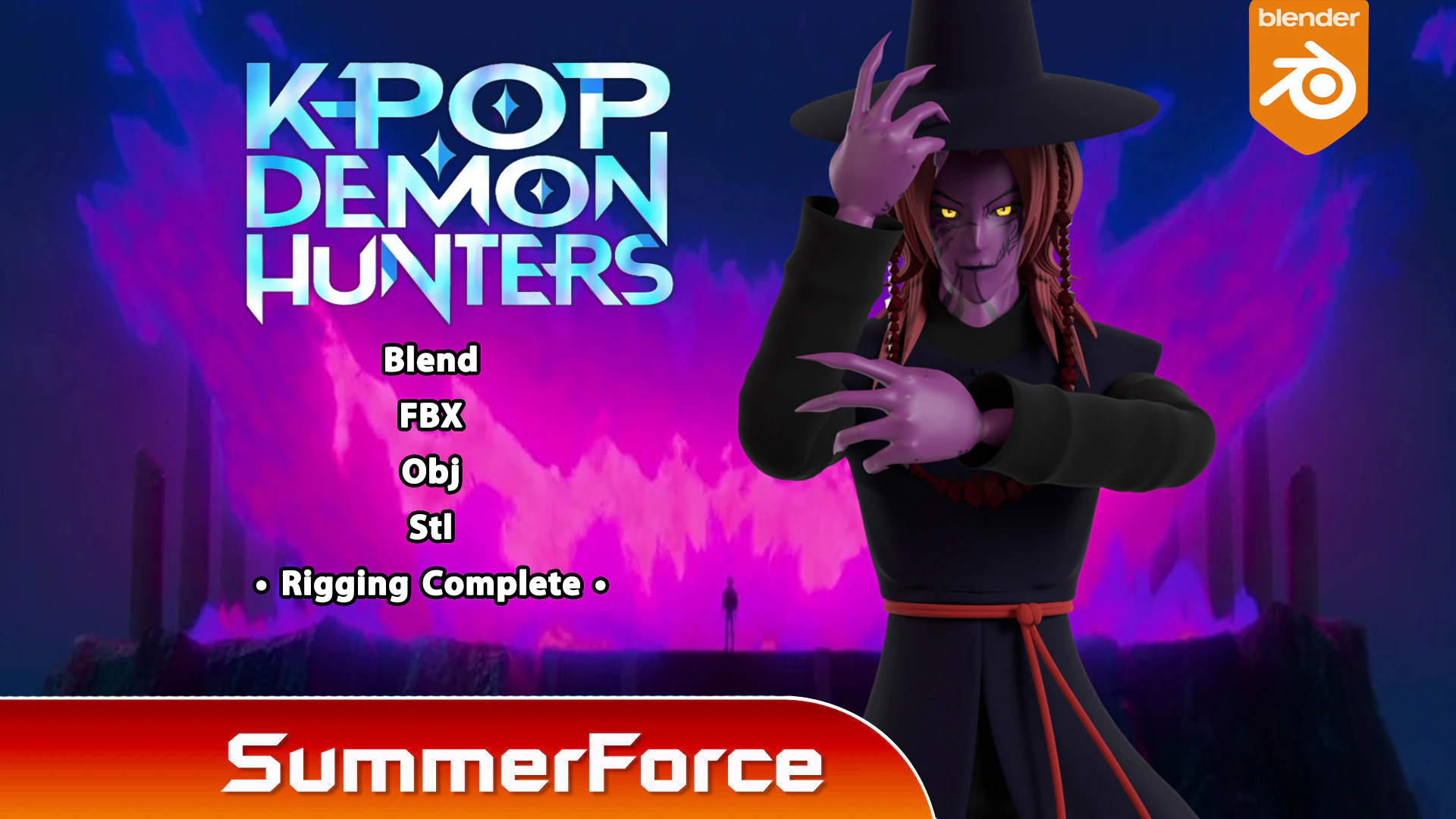 Demon Romance Saja - KPop Demon Hunters 3D Model .c4d .max .obj .3ds .fbx .stl .blend 