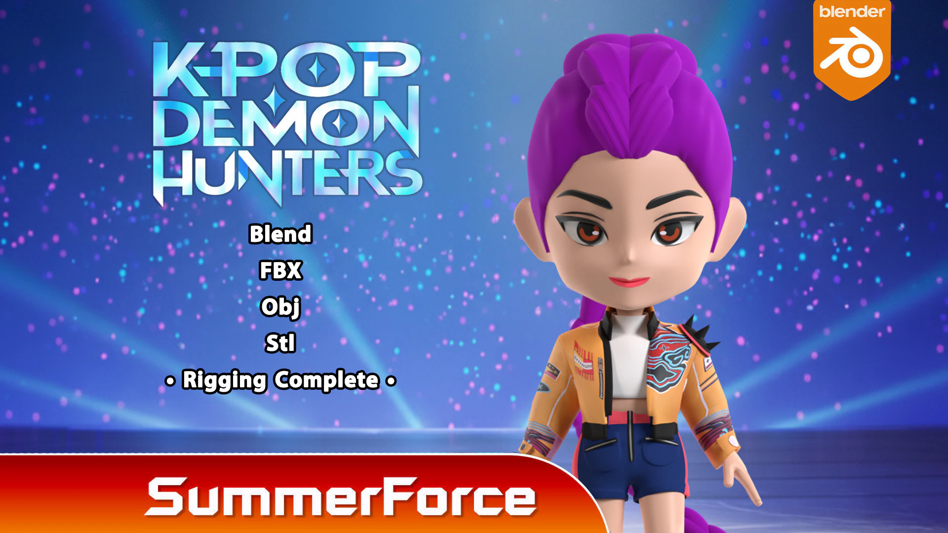 Rumi SD - KPop Demon Hunters 3D Model .c4d .max .obj .3ds .fbx .stl .blend