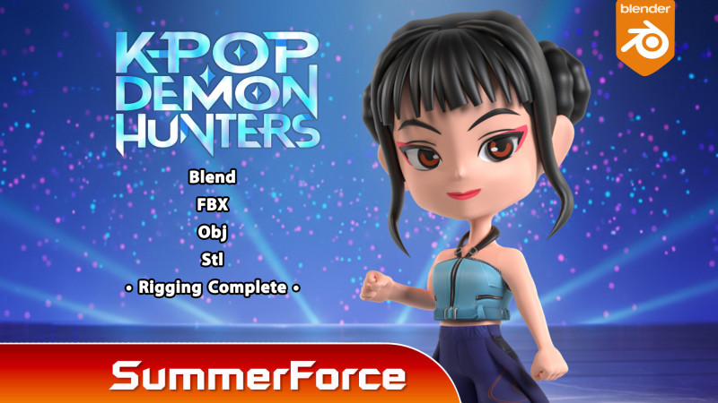 Zoey SD - KPop Demon Hunters 3D Model .c4d .max .obj .3ds .fbx .stl .blend 