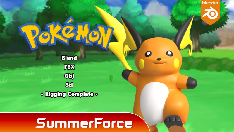 Raichu - Pokemon Modelo 3D .c4d .max .obj .3ds .fbx .stl .blend