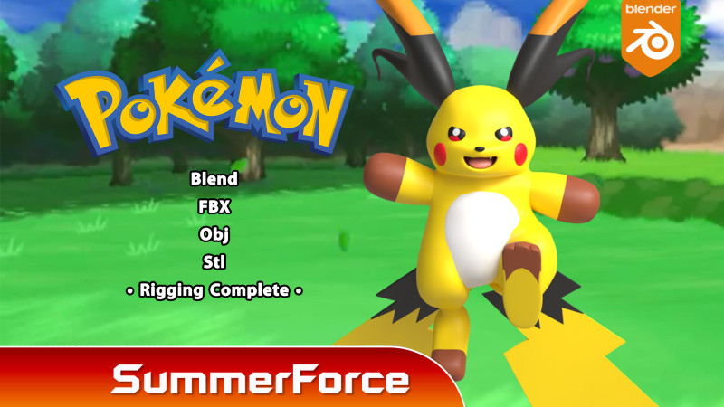 Mega Raichu X - Pokemon 3D मॉडल .c4d .max .obj .3ds .fbx .stl .blend 