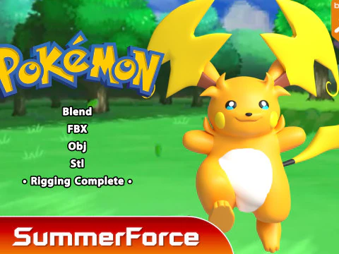 M&eacute;ga Raichu Y - Pok&eacute;mon Modèle 3D