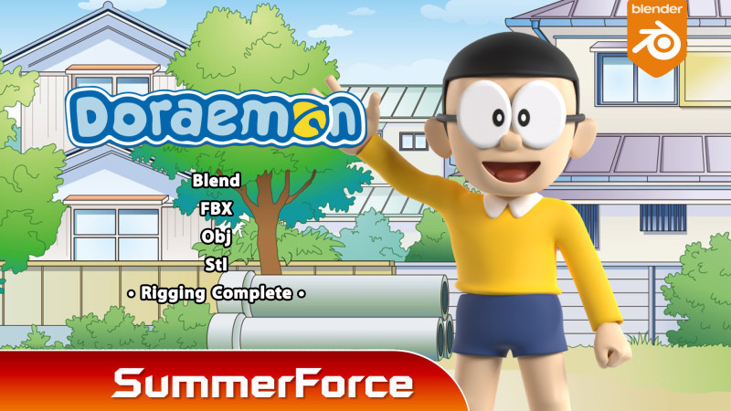 Nobita - Doraemon 3D Model .c4d .max .obj .3ds .fbx .stl .blend 
