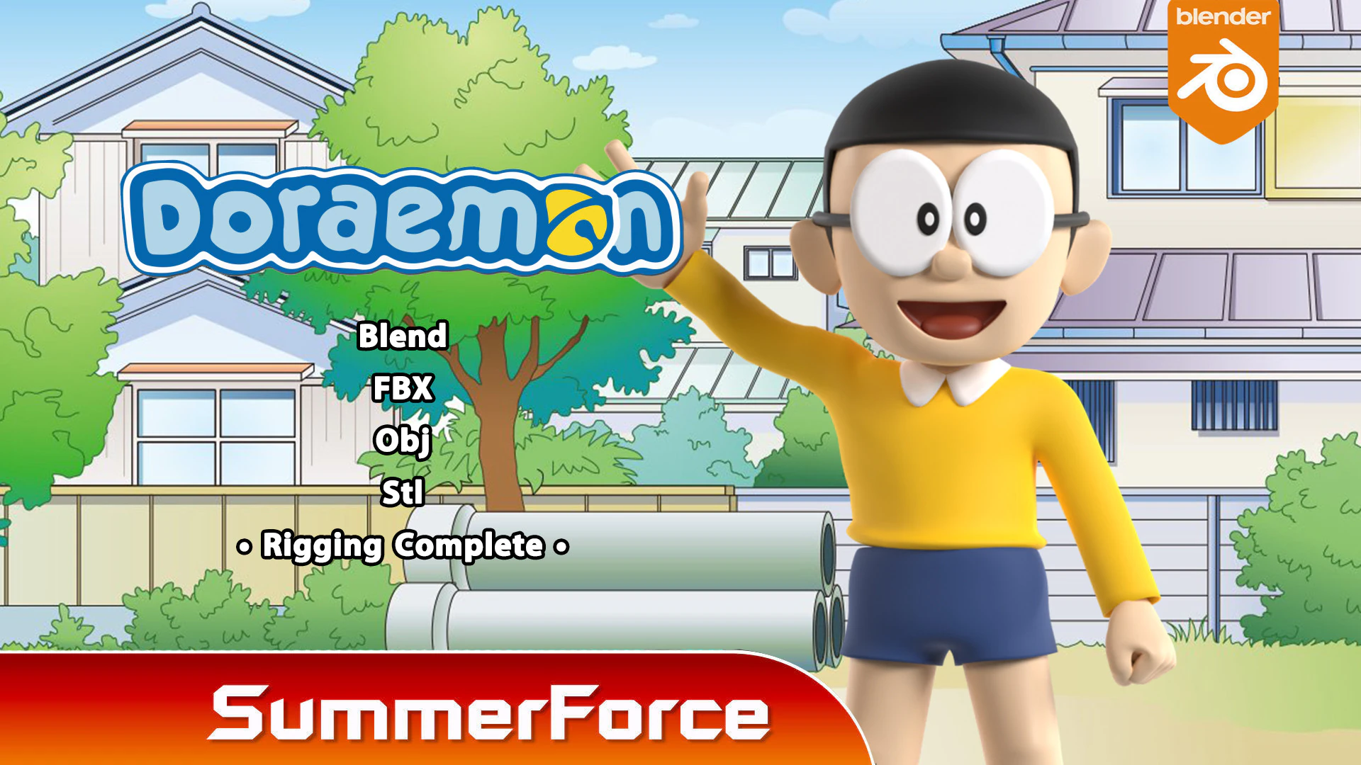 Nobita - Doraemon 3D Model .c4d .max .obj .3ds .fbx .stl .blend