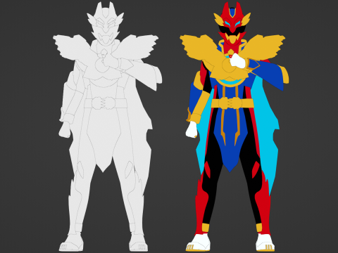 Tega Sword Gozyu Wolf - No1 Sentai Gozyuger 3D Model