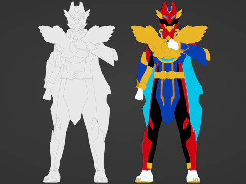 Tega Sword Gozyu Wolf - No1 Sentai Gozyuger 3D Model