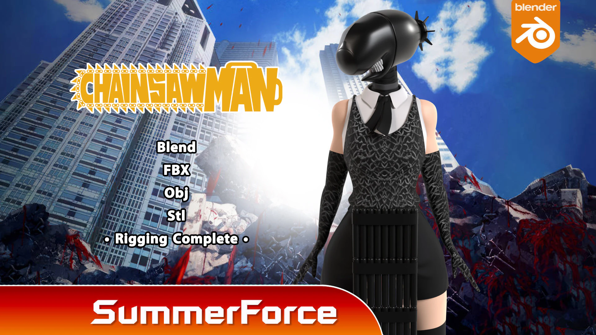 Bomb Girl - Chainsaw Man 3D Model .c4d .max .obj .3ds .fbx .stl .blend 