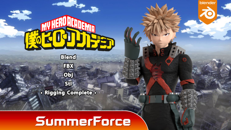 Katsuki Bakugo eindgevecht - Mijn held Academia 3D Model .c4d .max .obj .3ds .fbx .stl .blend