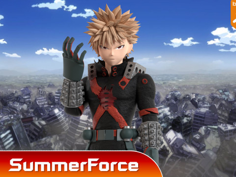 Katsuki Bakugo eindgevecht - Mijn held Academia 3D Model