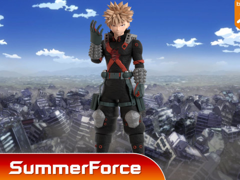 Katsuki Bakugo eindgevecht - Mijn held Academia 3D Model