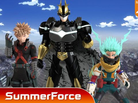 Katsuki Bakugo eindgevecht - Mijn held Academia 3D Model