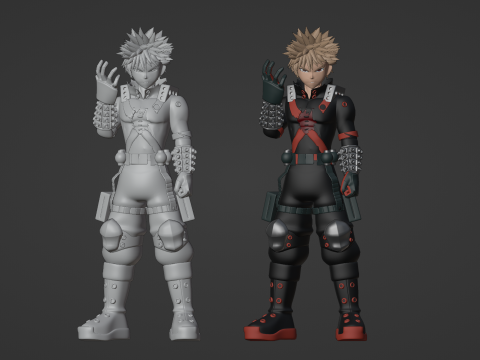 Katsuki Bakugo eindgevecht - Mijn held Academia 3D Model