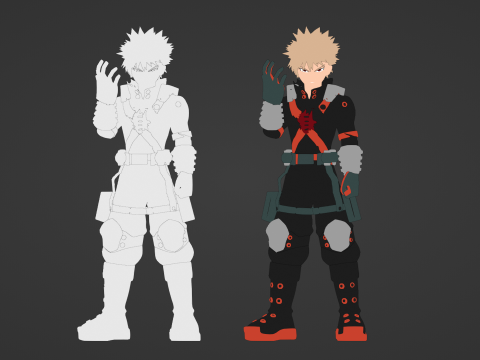 Katsuki Bakugo eindgevecht - Mijn held Academia 3D Model