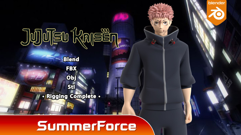 Yuji Itadori - Jujutsu Kaisen SS3 3D Model .c4d .max .obj .3ds .fbx .stl .blend 