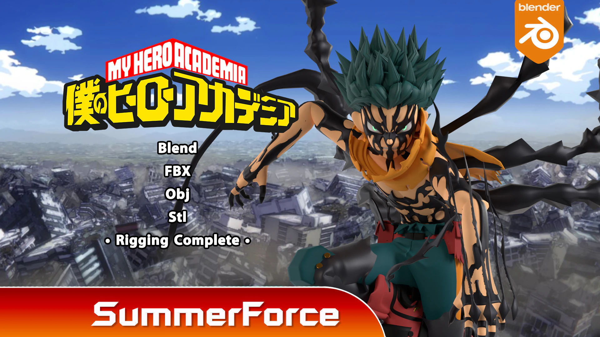 Deku Overlay - My Hero Academia 3D Model .c4d .max .obj .3ds .fbx .stl .blend 