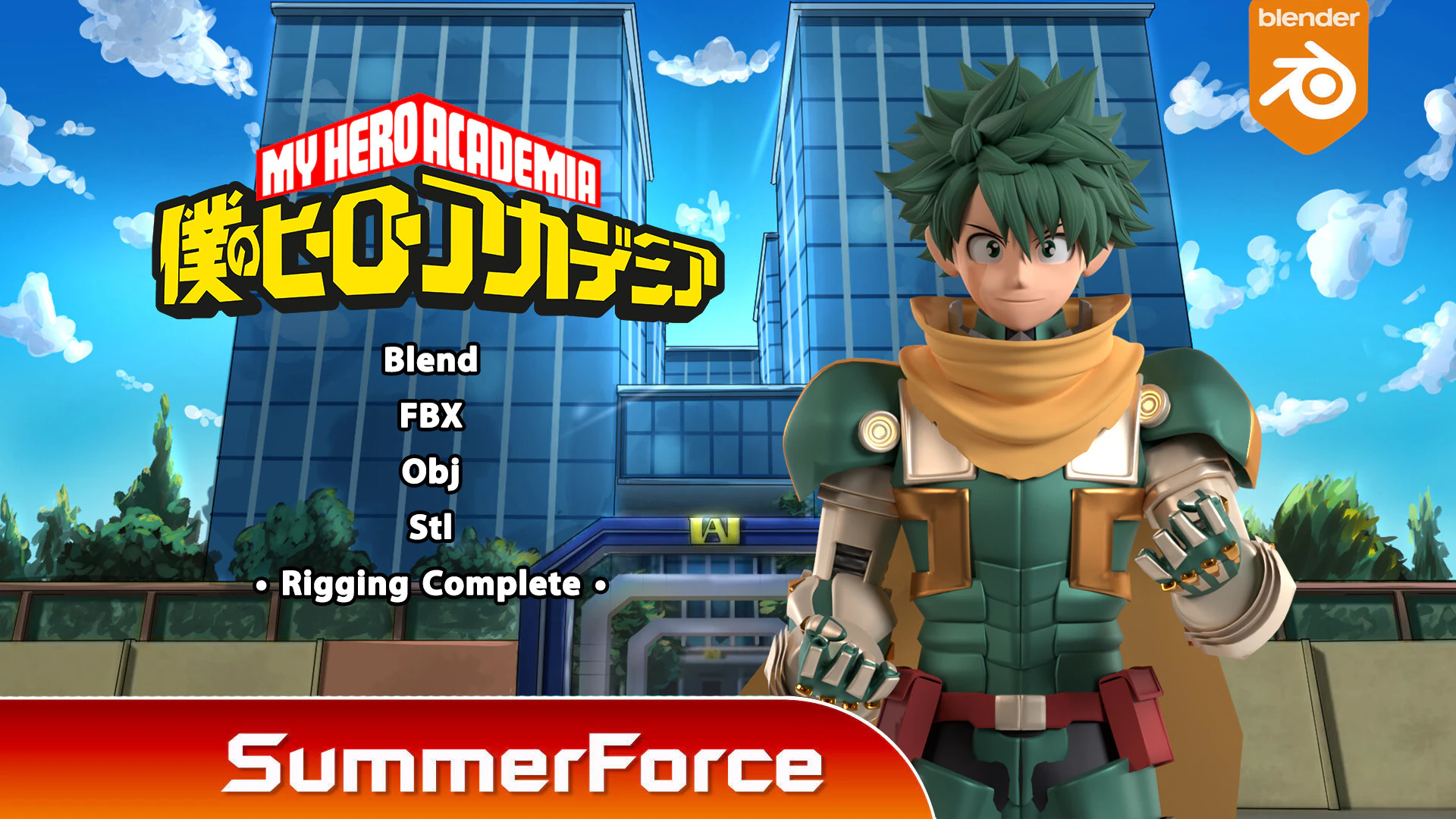 Armored Deku - My Hero Academia 3D Model .c4d .max .obj .3ds .fbx .stl .blend