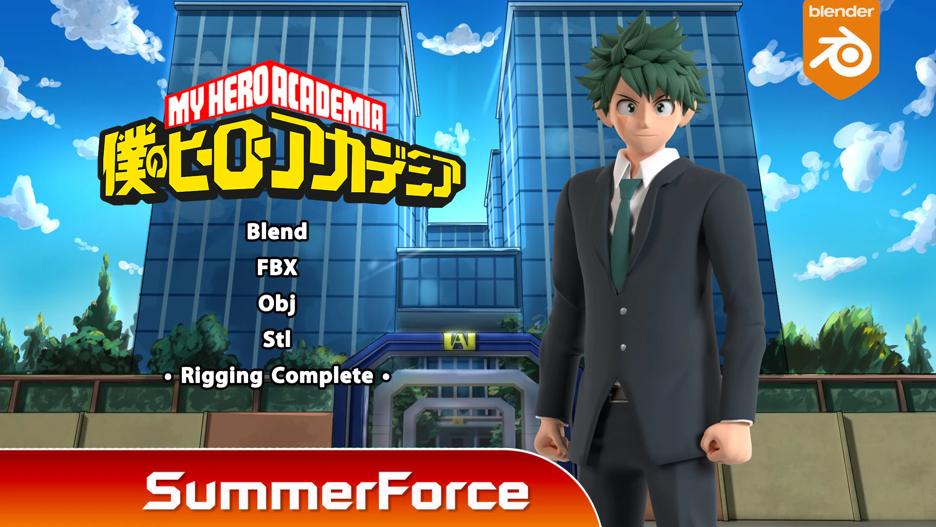 Adult Izuku Midoriya - My Hero Academia 3D Model .c4d .max .obj .3ds .fbx .stl .blend