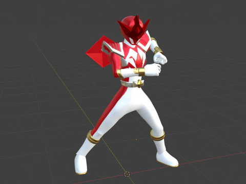 Origa Red - Original Sentai Origaranger 3D Model