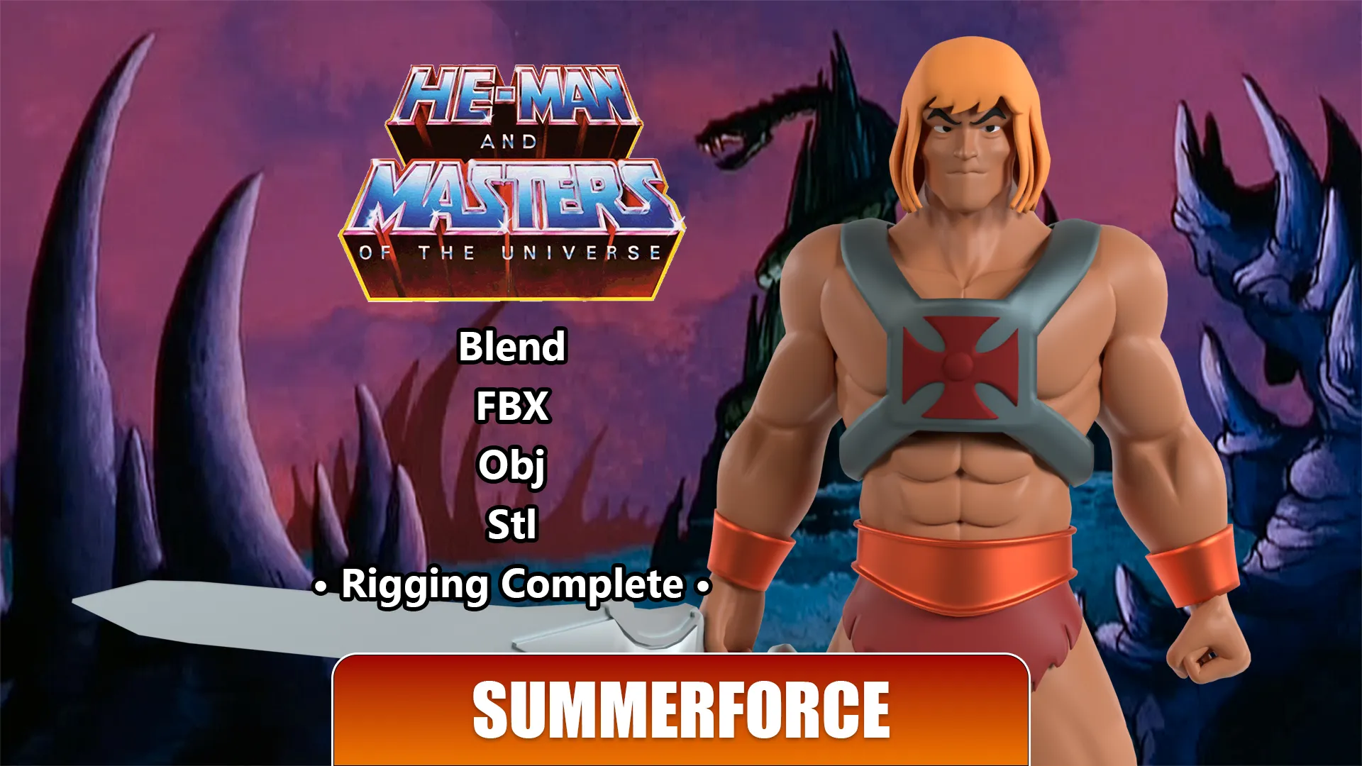 HeMan - Masters of the Universe 3D Model .c4d .max .obj .3ds .fbx .stl .blend