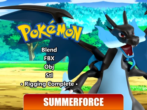Mega Charizard X - Pokemon 3D Model