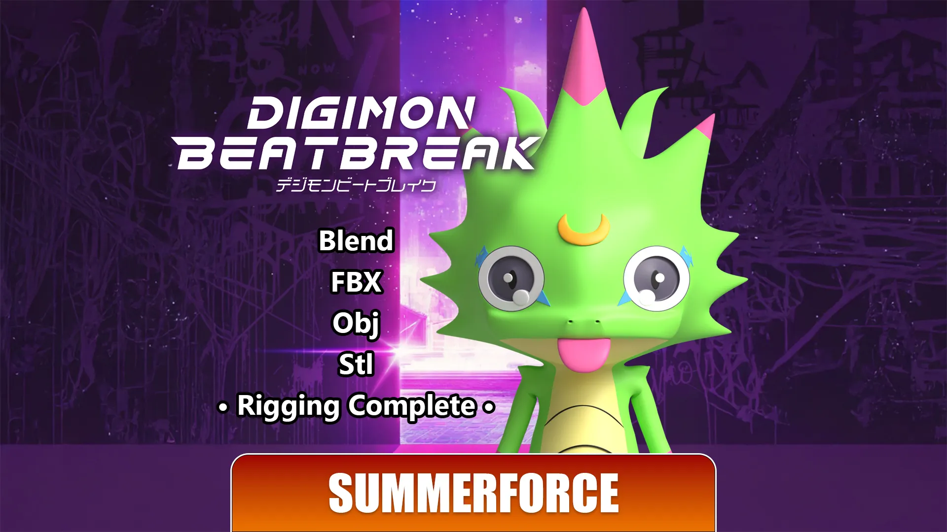 Gekkomon - Digimon Beatbreak 3D Model .c4d .max .obj .3ds .fbx .stl .blend