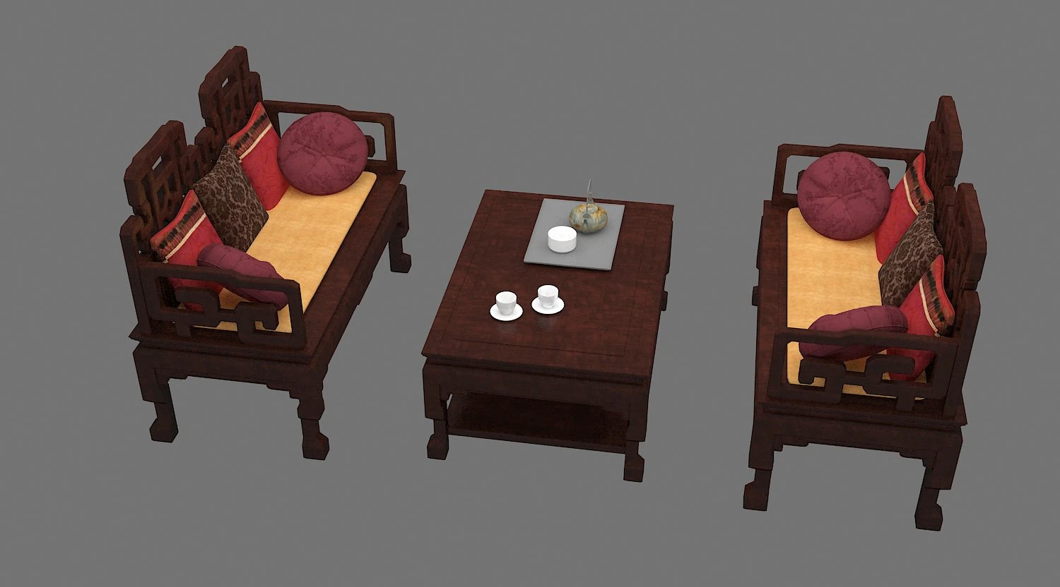 Chinese sofa 3D Model .c4d .max .obj .3ds .fbx .stl .blend 