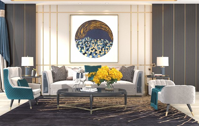 Living Room Modelo 3D .c4d .max .obj .3ds .fbx .stl .blend 