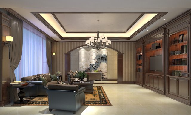 Living Room 3D Модель .c4d .max .obj .3ds .fbx .stl .blend 