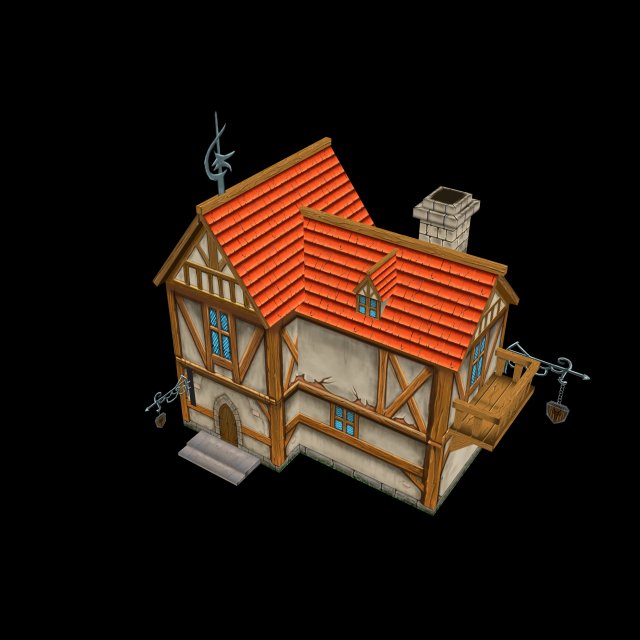 Cartoon House 3D Model .c4d .max .obj .3ds .fbx .stl .blend 