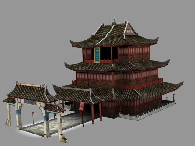 Chinese palace 3D Model .c4d .max .obj .3ds .fbx .stl .blend 